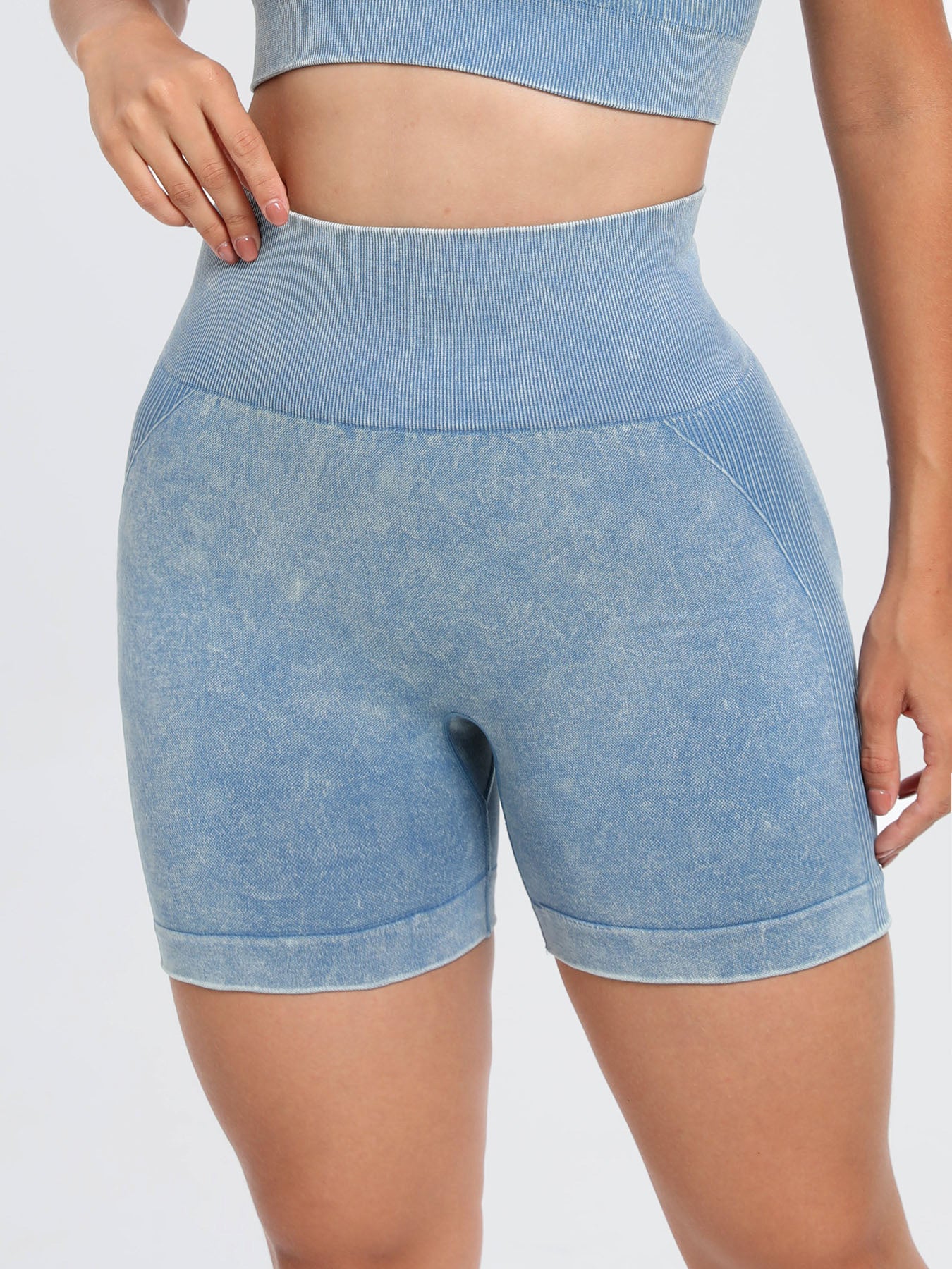 Aura Stylo - Washed High Waist Active Shorts