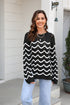 Aura Stylo - Angel Wings Wave Pattern Round Neck Long Sleeve Sweater