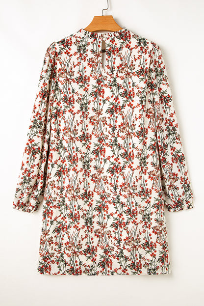 Aura Stylo - Floral Round Neck Long Sleeve Dress