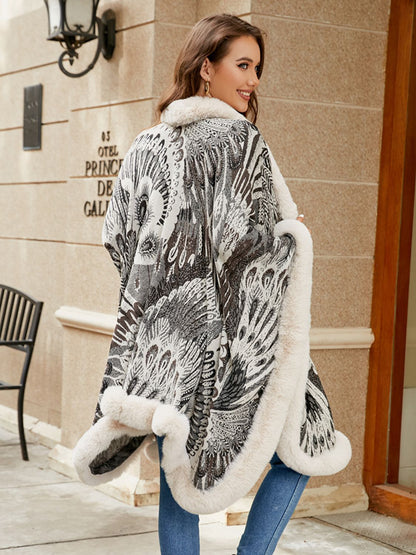 Aura Stylo - Printed Open Front Poncho