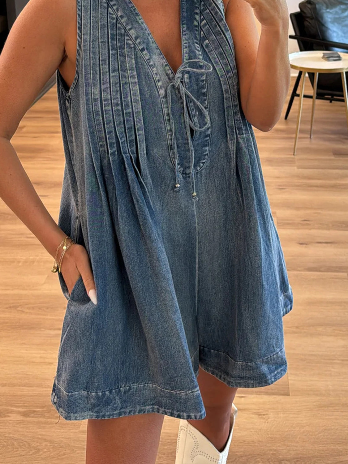 Stylish Tied Romper with Pockets