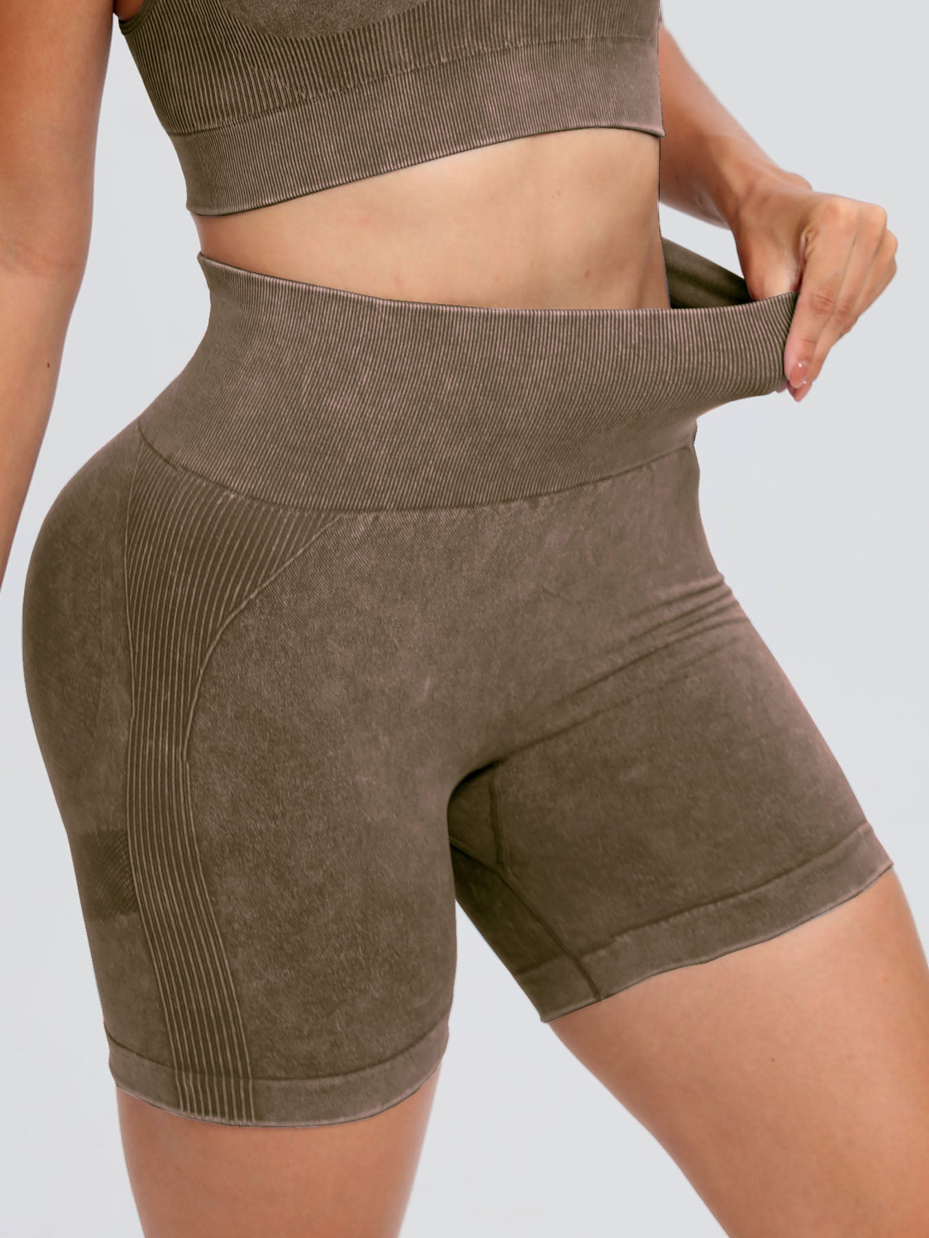 Aura Stylo - Washed High Waist Active Shorts