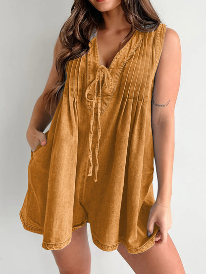 Stylish Tied Romper with Pockets