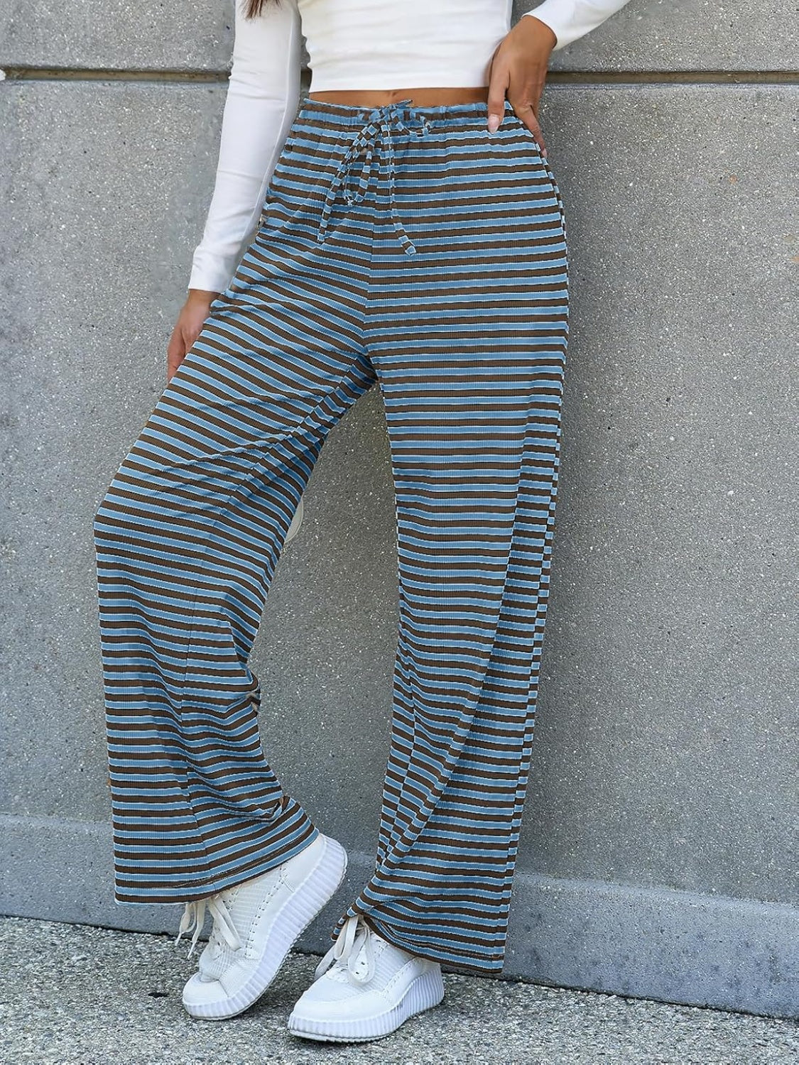 Aura Stylo - Lovelet Striped Wide Leg Pants