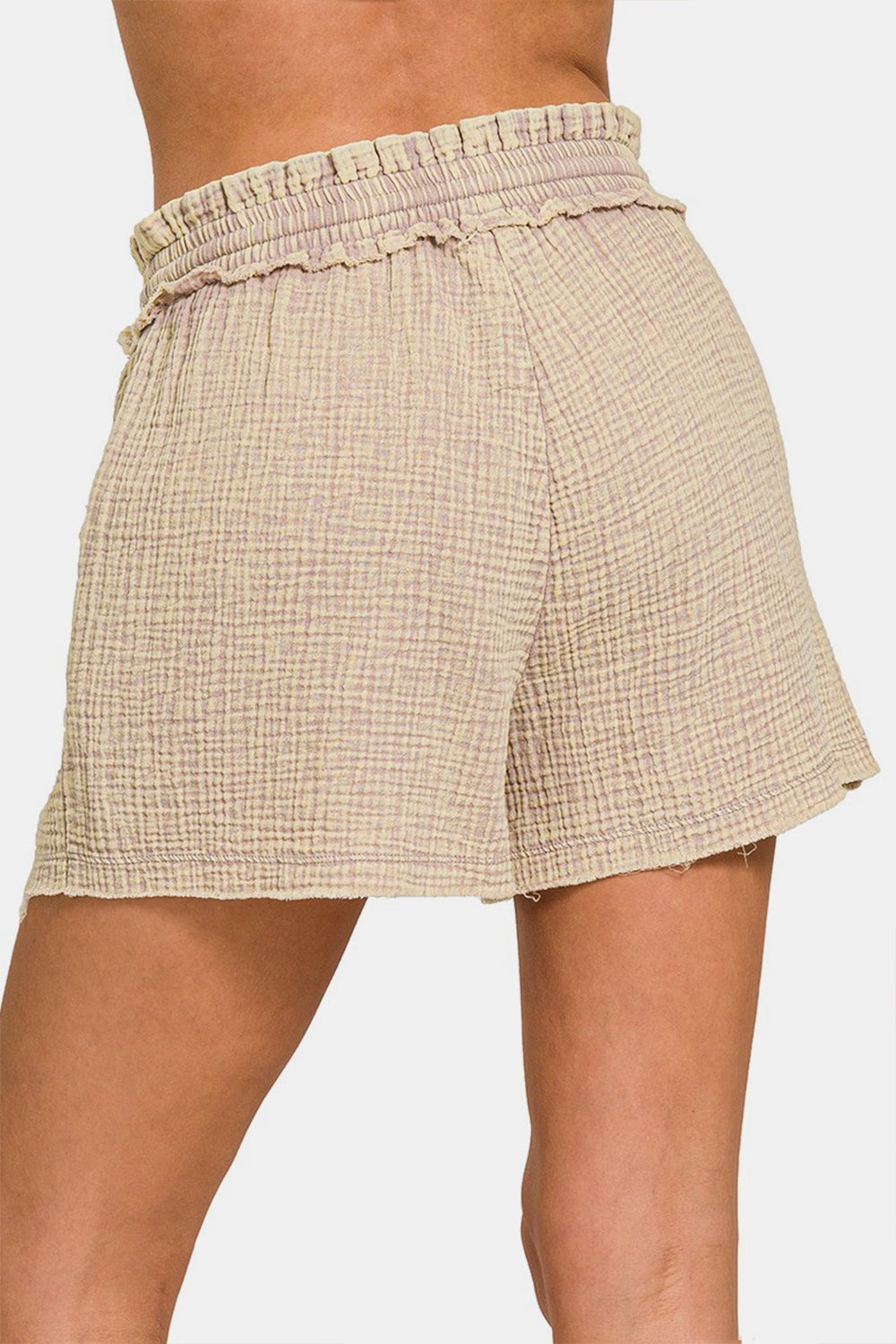 Aura Stylo - Zenana Washed Frayed Hem Drawstring Shorts