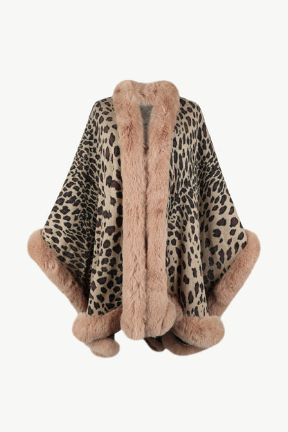 Aura Stylo - Leopard Open Front Poncho