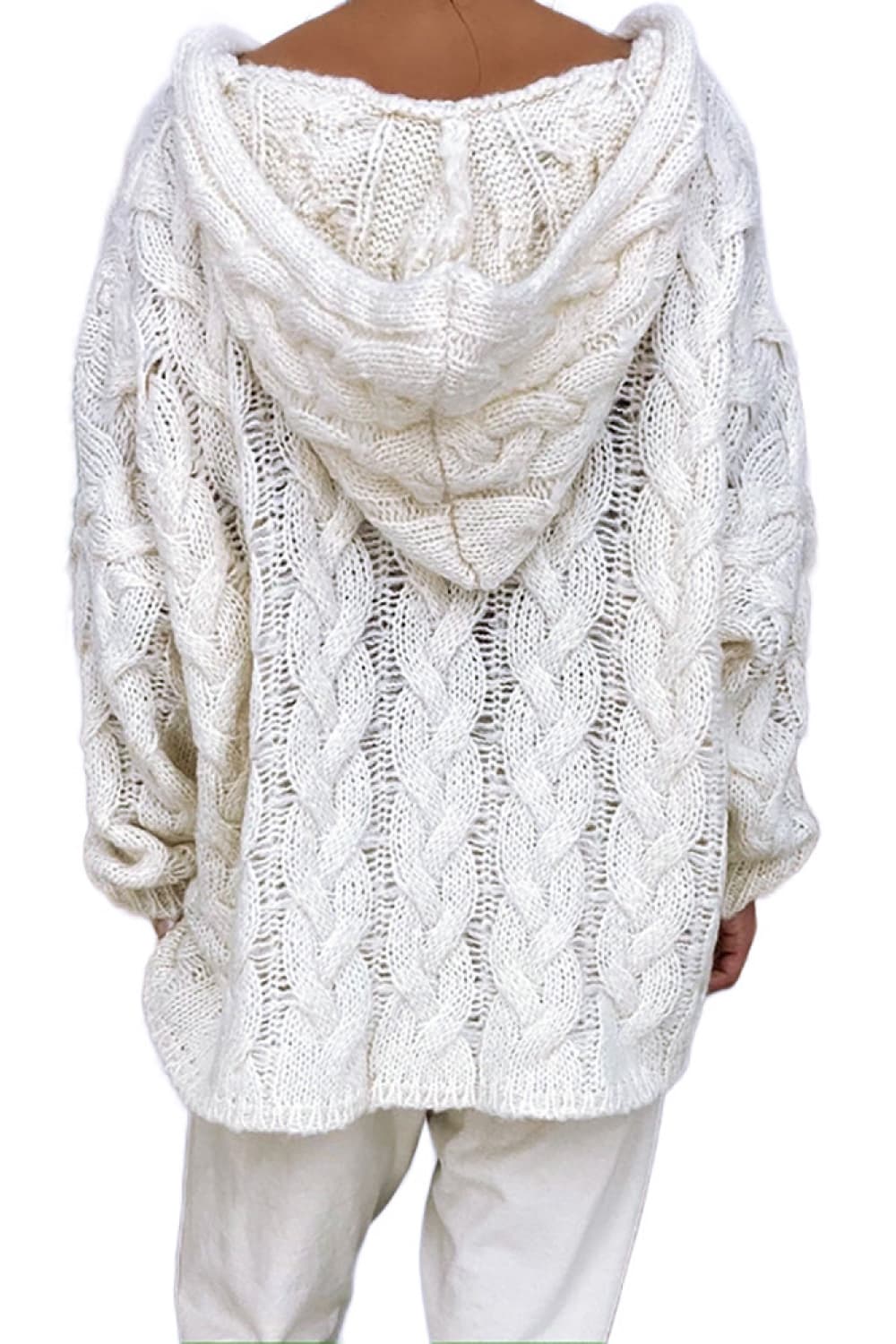 Aura Stylo - Cable-Knit Hooded Sweater