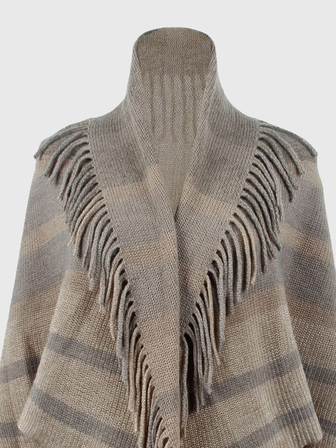 Aura Stylo - Fringe Detail Open Front Poncho