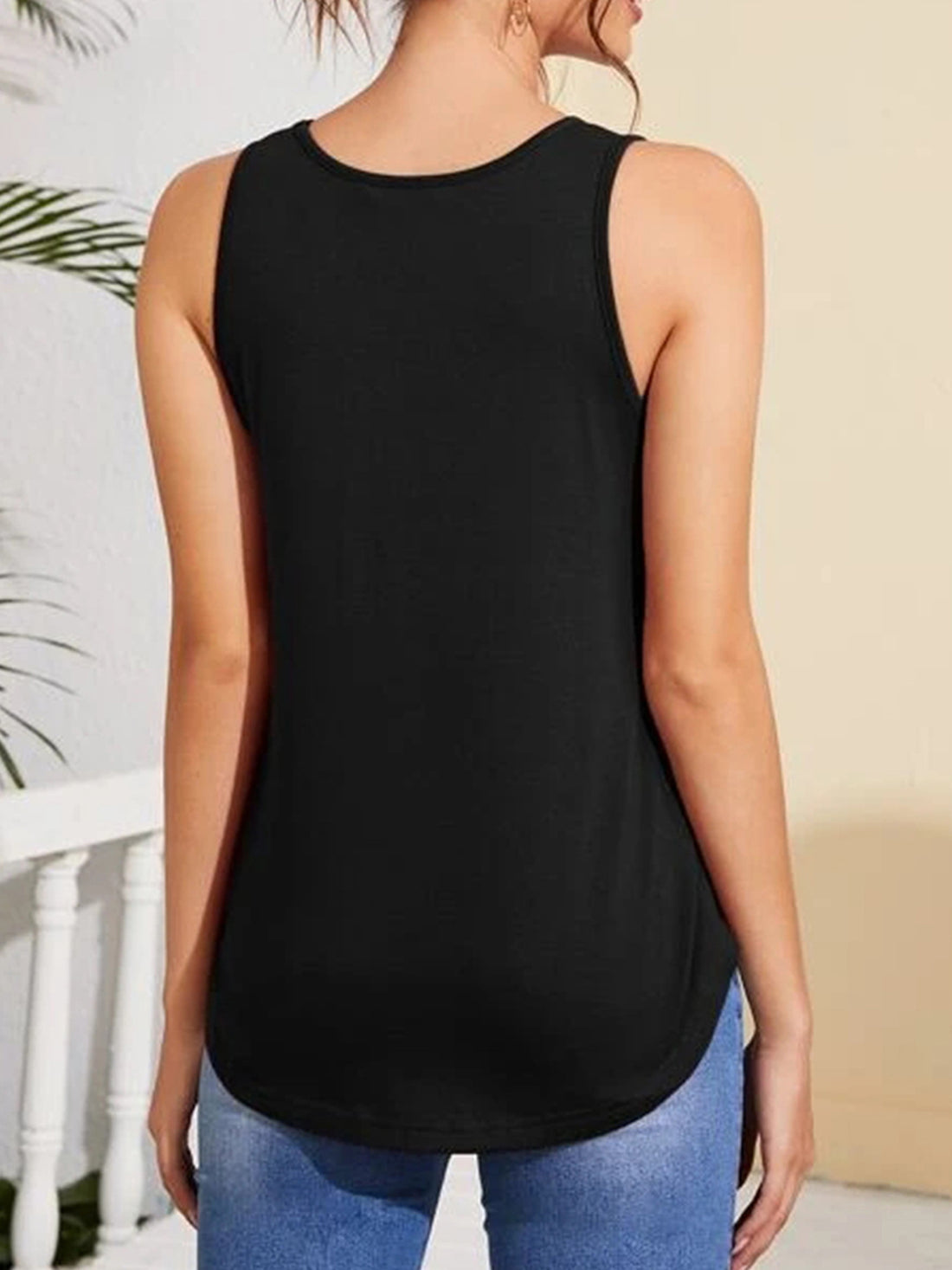 Timeless V-Neck Curved Hem Tank