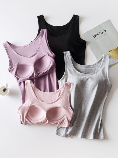 Trendy Round Neck Tank with Bra