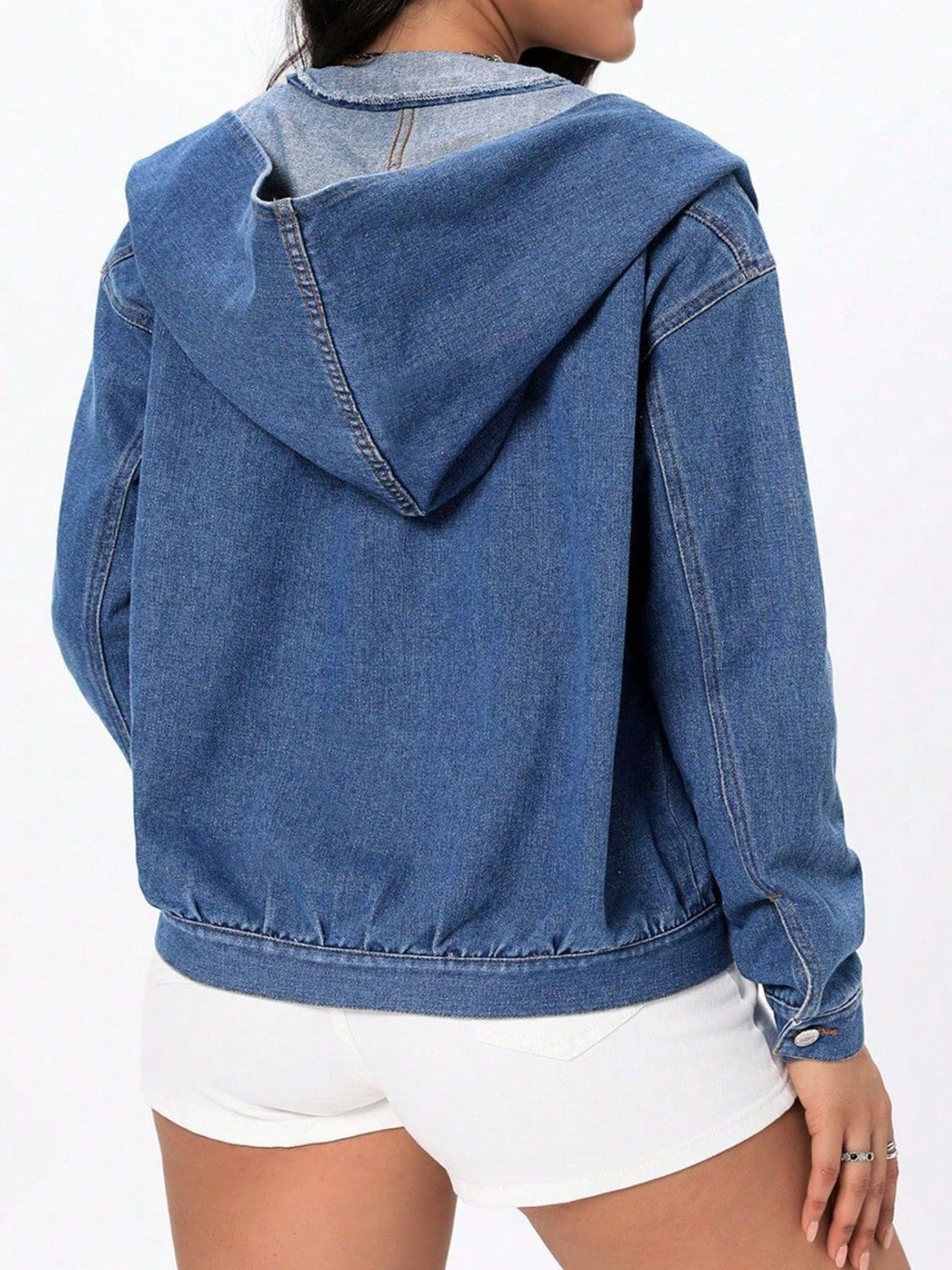 Urban Chic Button Up Hooded Denim Top