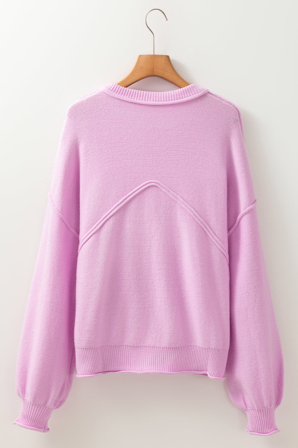 Aura Stylo - Roll Hem Ribbed Detail Drop Shoulder Sweater