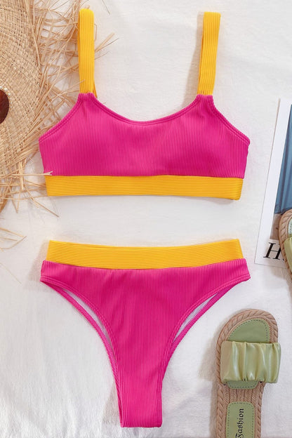 Aura Stylo - Color Block Scoop Neck Bikini Set