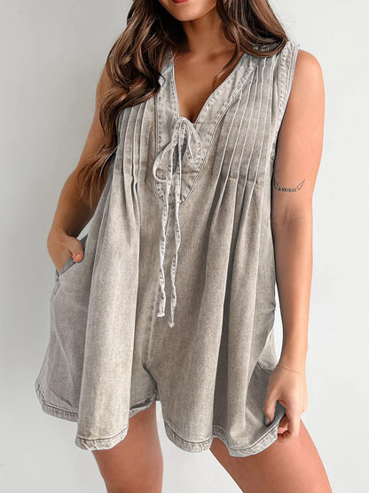 Stylish Tied Romper with Pockets