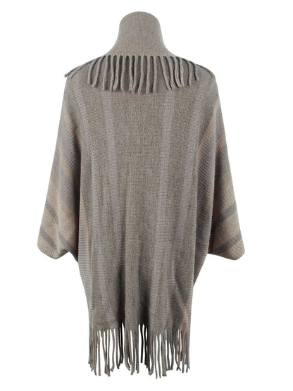 Aura Stylo - Fringe Detail Open Front Poncho