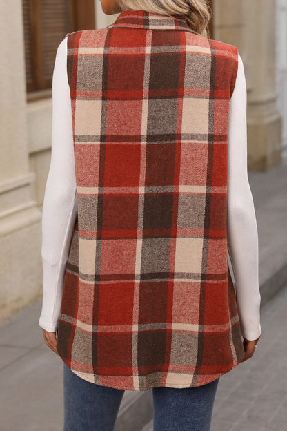 Aura Stylo - Plaid Button Up Vest Coat