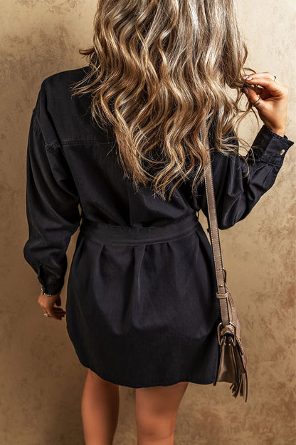 Aura Stylo - Button Up Collared Neck Denim Dress