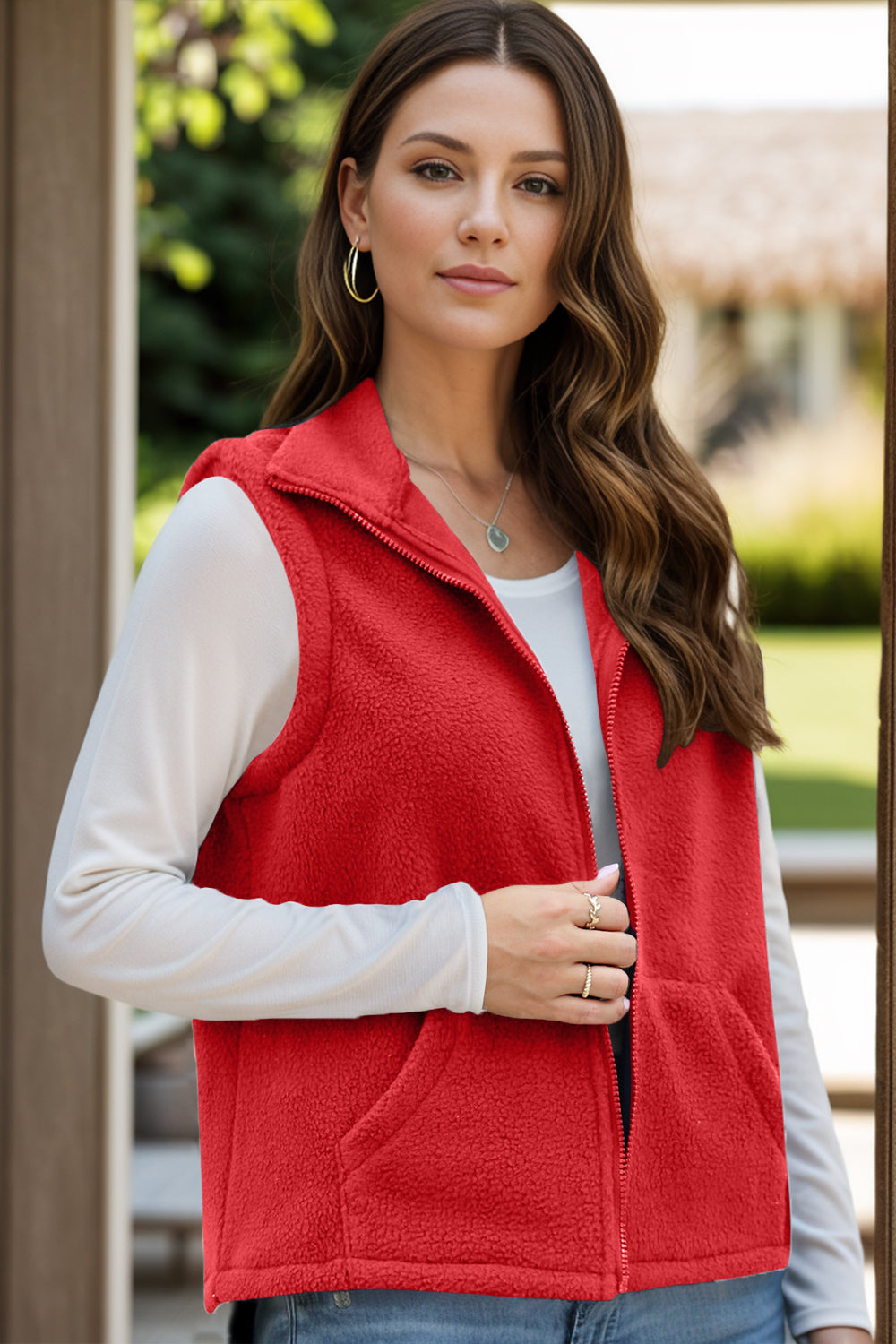 Aura Stylo - Zip Up Vest Coat with Pockets