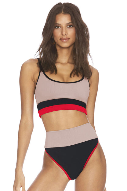 Aura Stylo - Color Block Spaghetti Strap Two-Piece Swim Set.