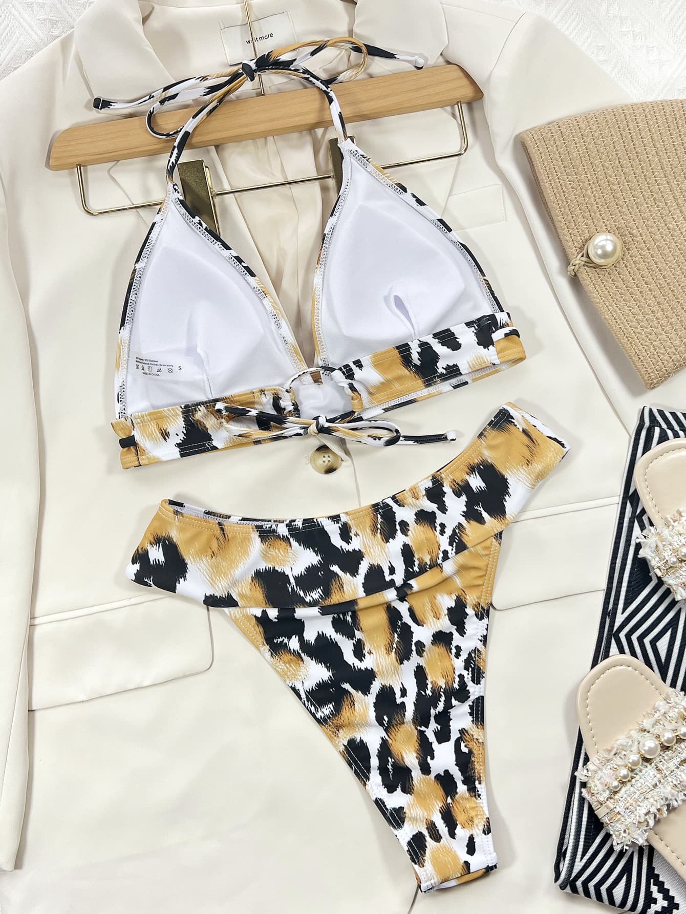 Aura Stylo - Animal Print Halter Neck Bikini Set