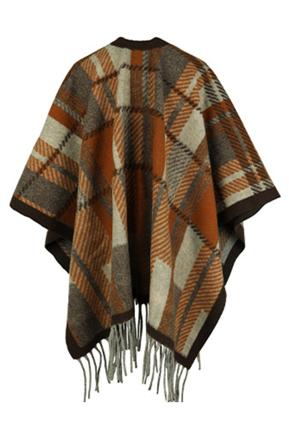 Aura Stylo - Cloak Sleeve Fringe Detail Poncho