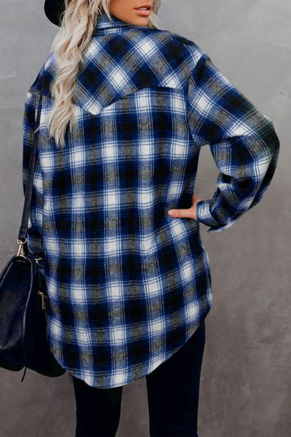 Aura Stylo - Full Size Plaid Collared Neck Long Sleeve Shirt