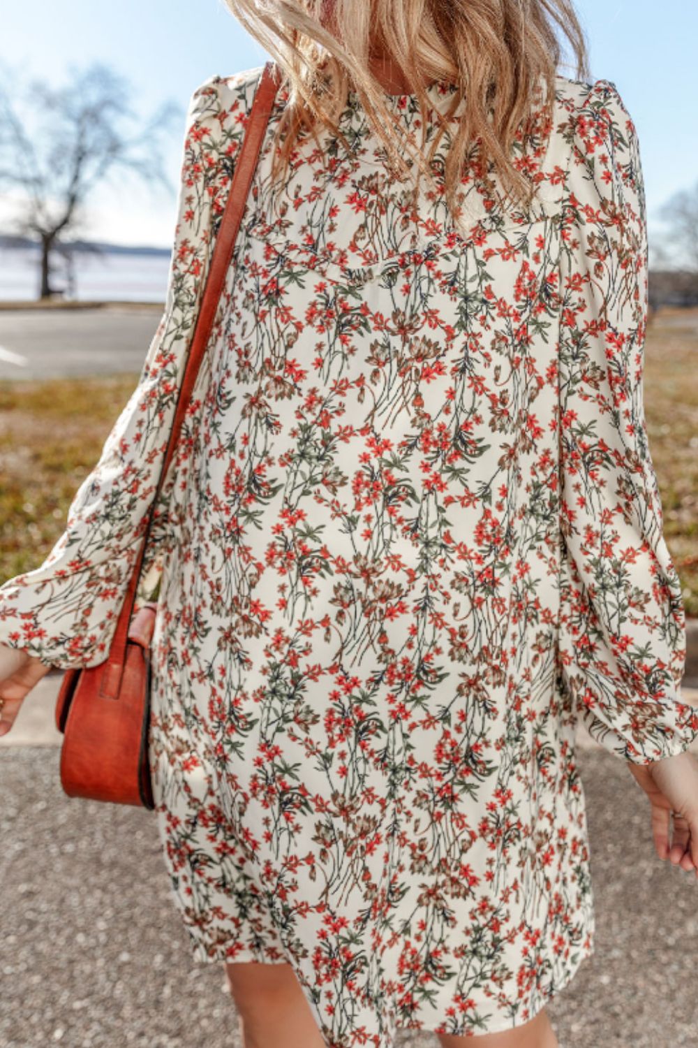 Aura Stylo - Floral Round Neck Long Sleeve Dress