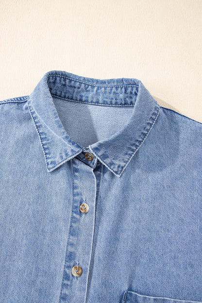 Aura Stylo - Button Down Short Sleeve Denim Dress