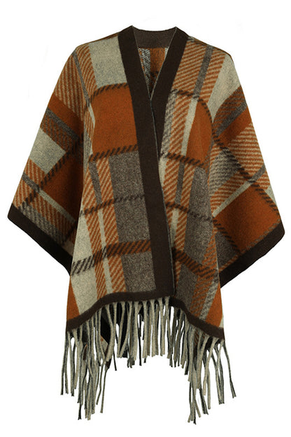 Aura Stylo - Cloak Sleeve Fringe Detail Poncho