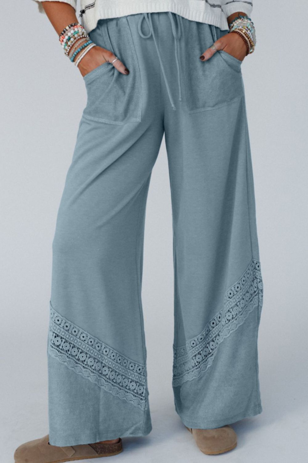 Aura Stylo - Lace Detail Wide Leg Pants