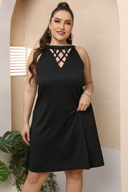 Plus Size Cutout Round Neck Sleeveless Dress