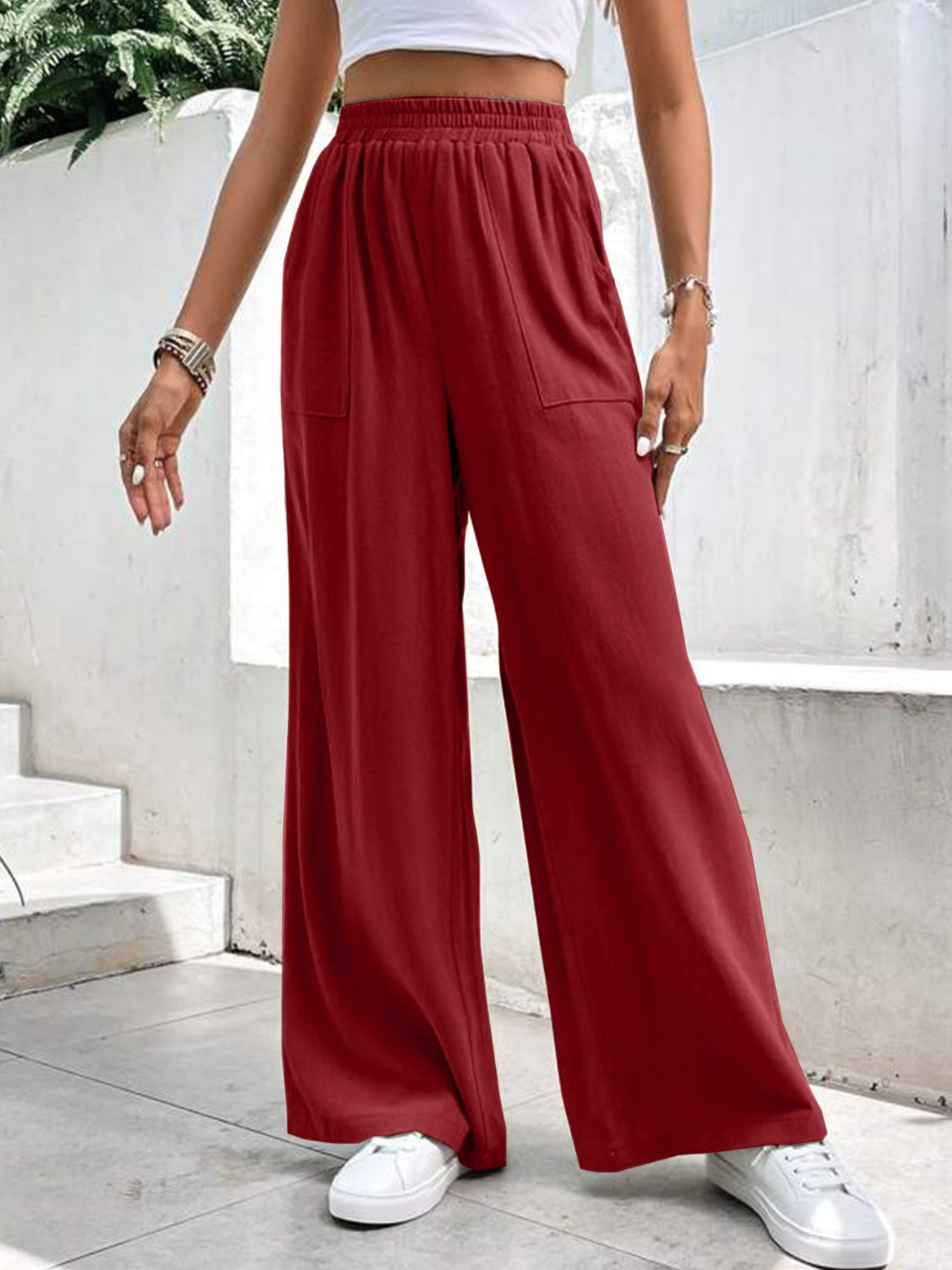 Aura Stylo - High Waist Wide Leg Pants with Pockets