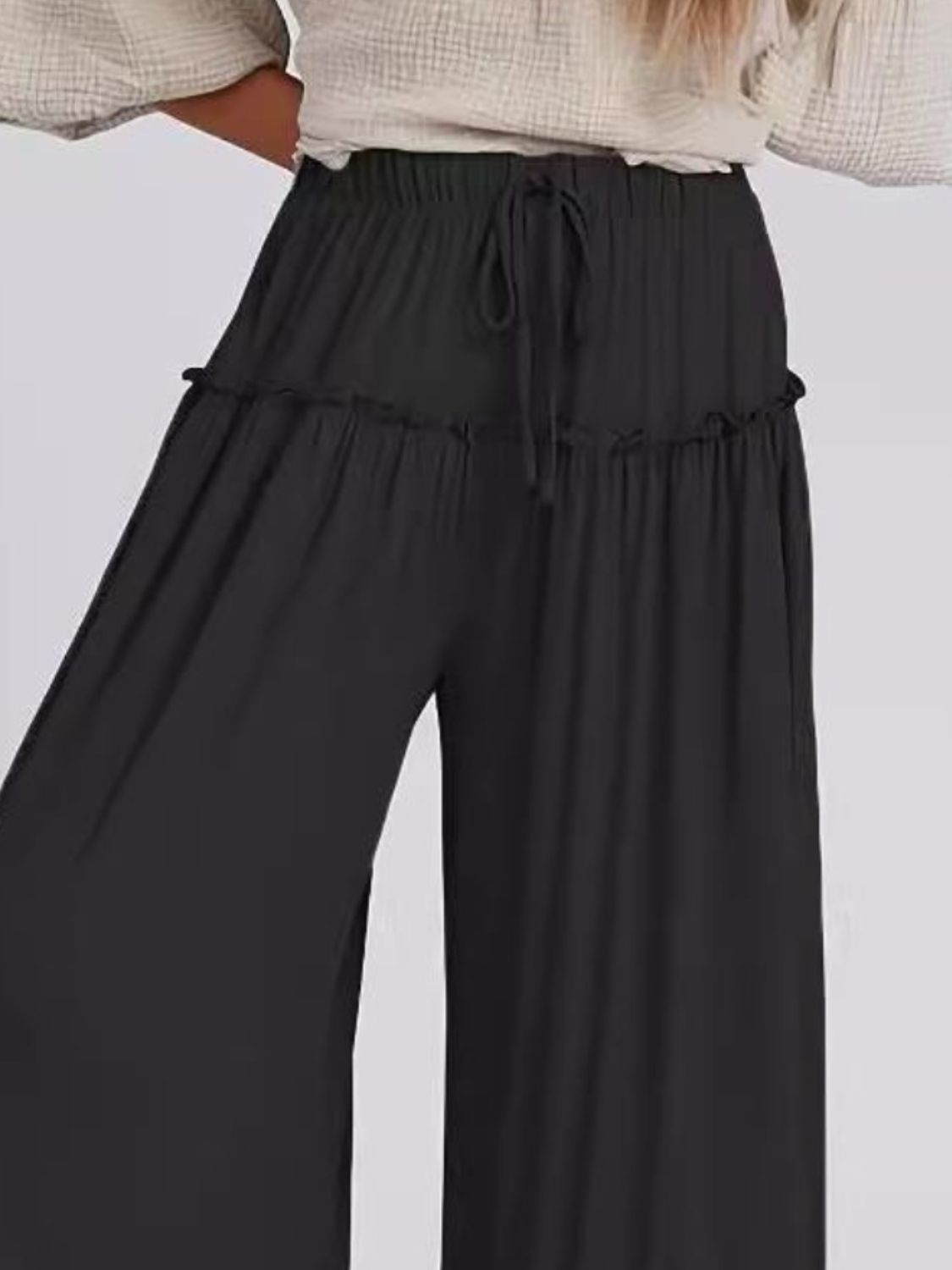 Aura Stylo - Full Size Frill Wide Leg Pants