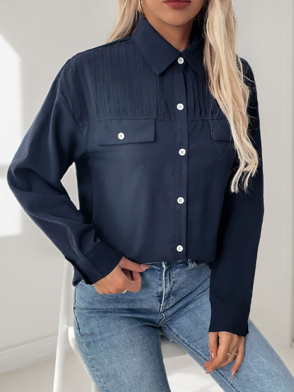 Aura Stylo - Perfee Buttoned Down Long Sleeve Shirt