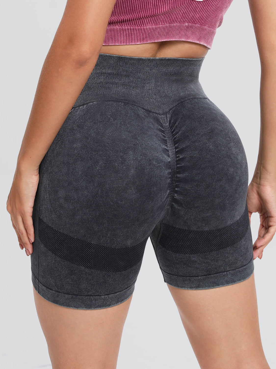 Aura Stylo - Washed High Waist Active Shorts