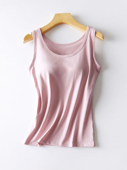 Trendy Round Neck Tank with Bra