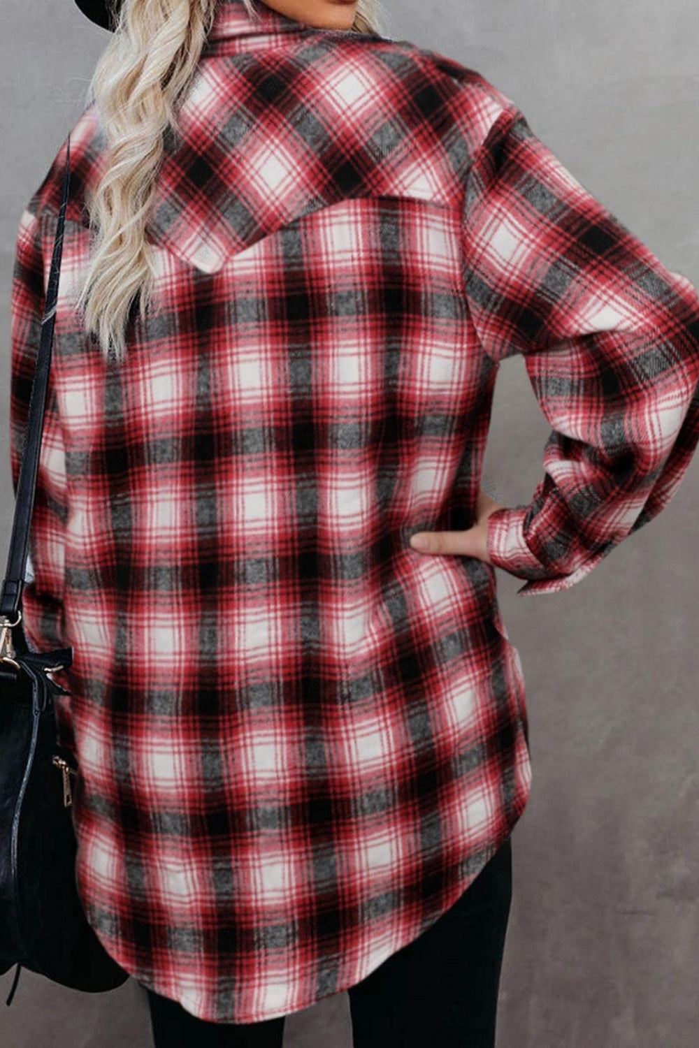 Aura Stylo - Full Size Plaid Collared Neck Long Sleeve Shirt