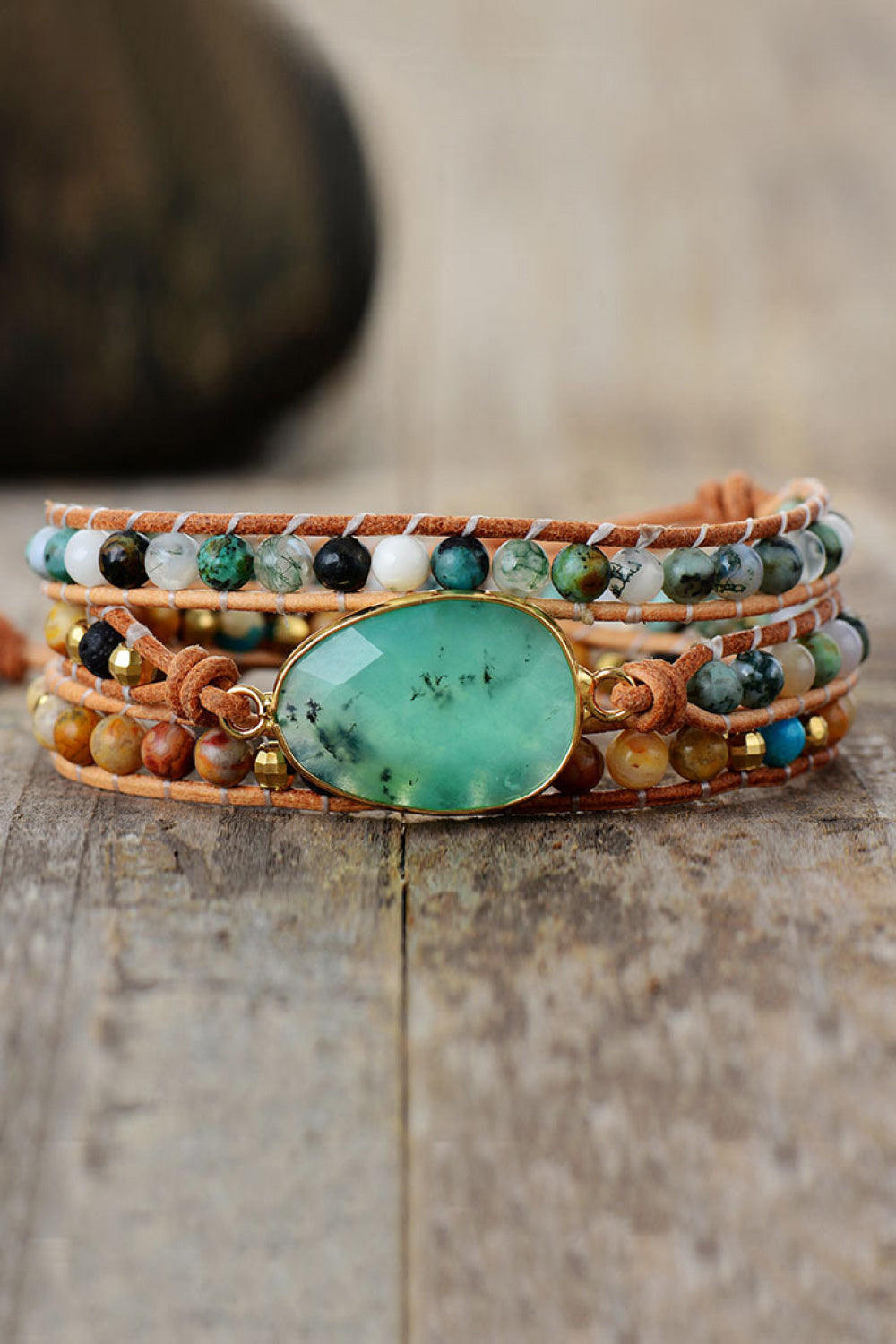 Aura Stylo - Natural Stone &amp; Agate Layered Bracelet