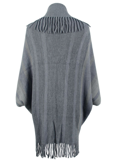 Aura Stylo - Fringe Detail Open Front Poncho