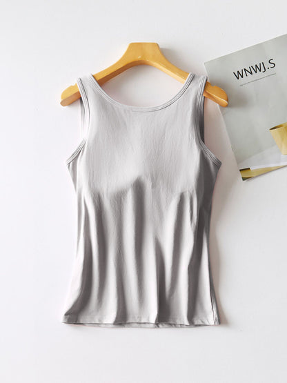 Trendy Round Neck Tank with Bra