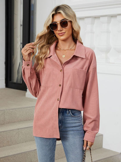 Aura Stylo - Button Up Long Sleeve Shirt with Breast Pockets