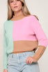 Aura Stylo - Color Block Mock Neck Ribbed Trim Sweater