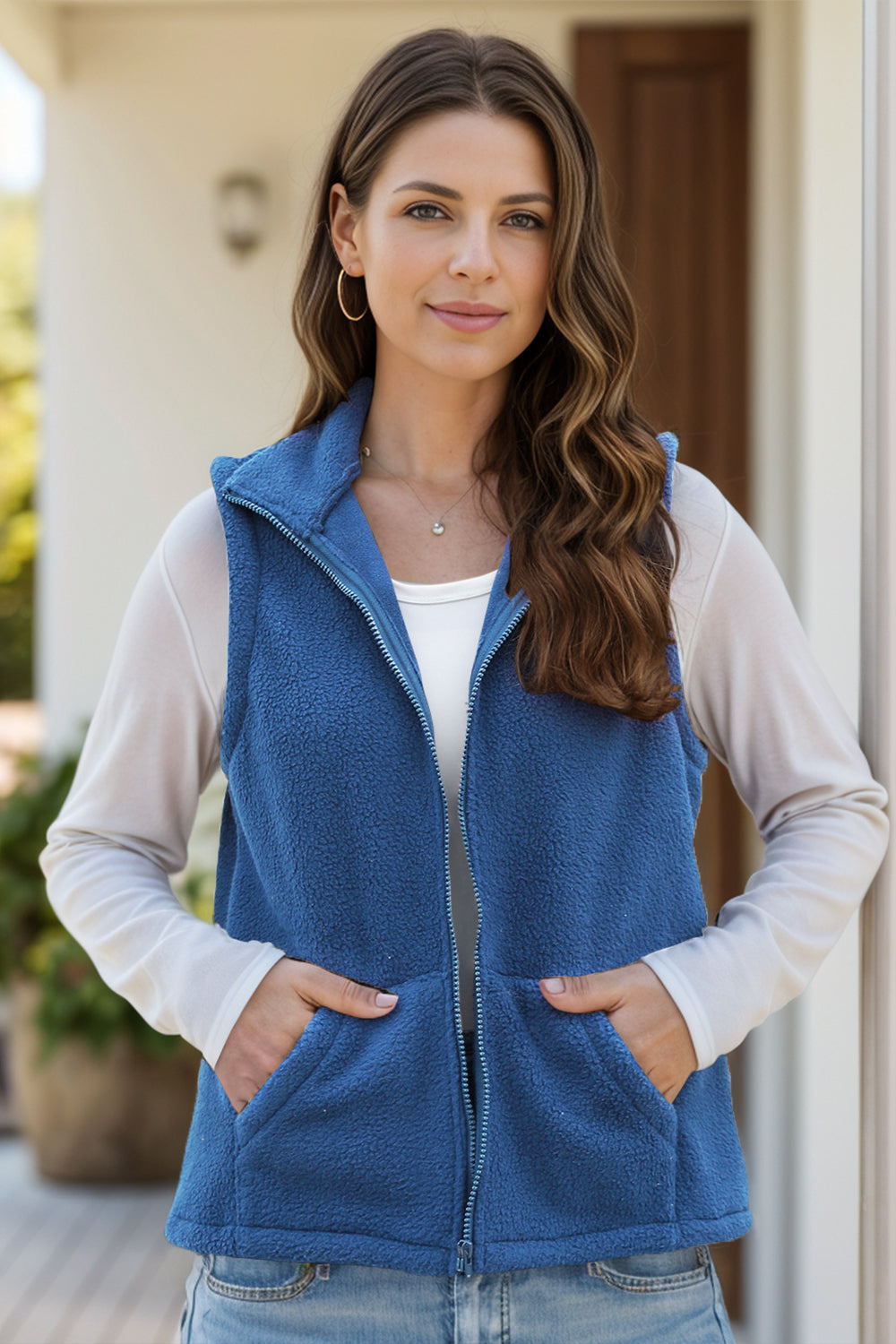 Aura Stylo - Zip Up Vest Coat with Pockets