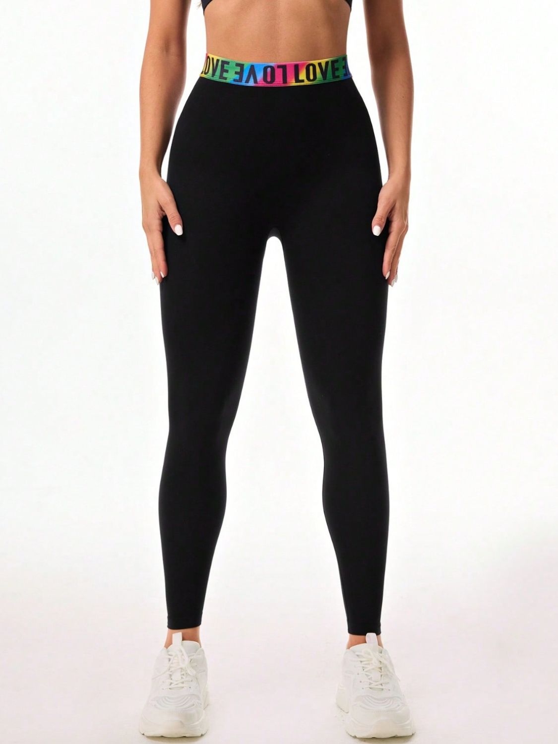 Aura Stylo - Letter Printed High Waist Active Leggings