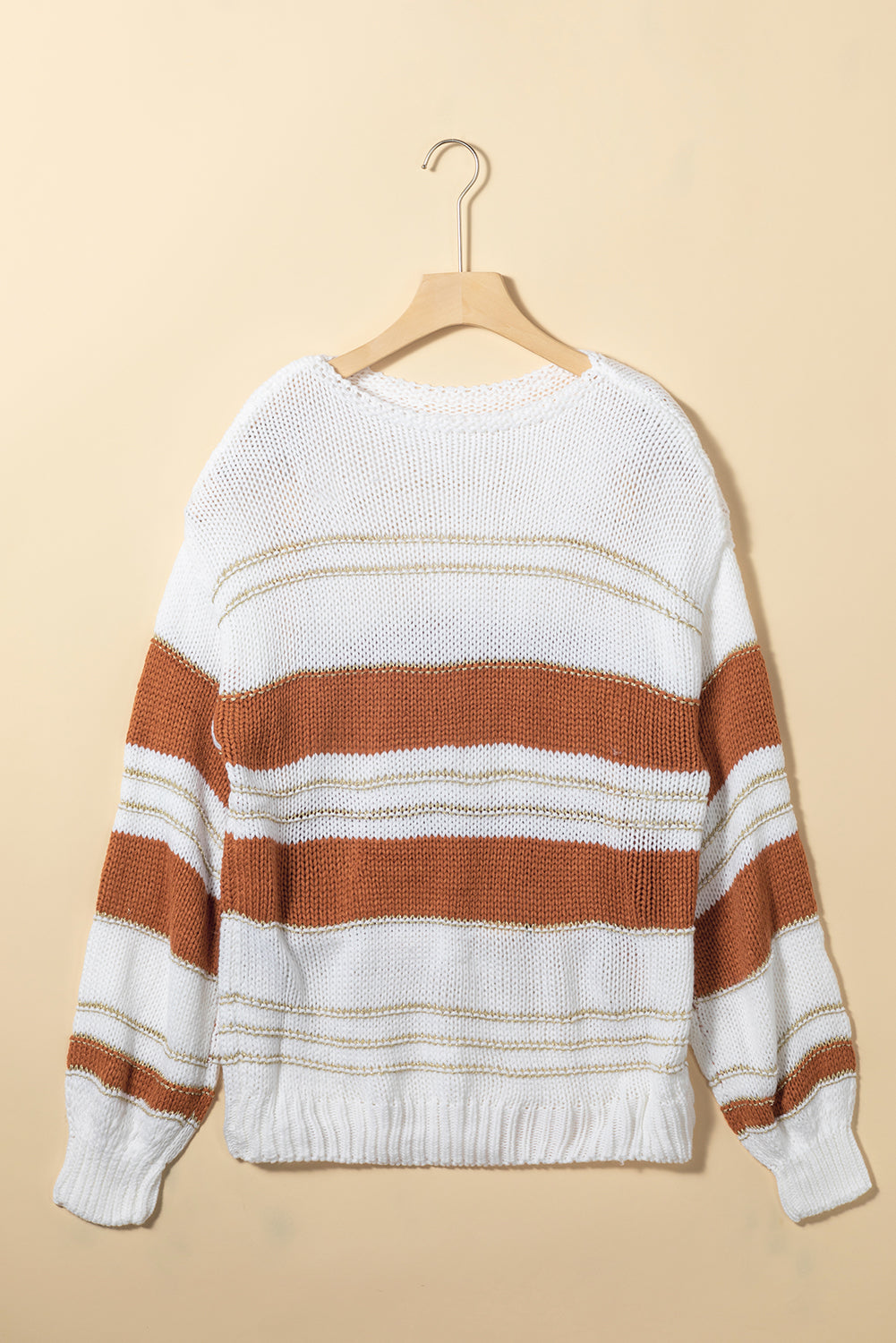 Aura Stylo - Striped Round Neck Dropped Shoulder Sweater