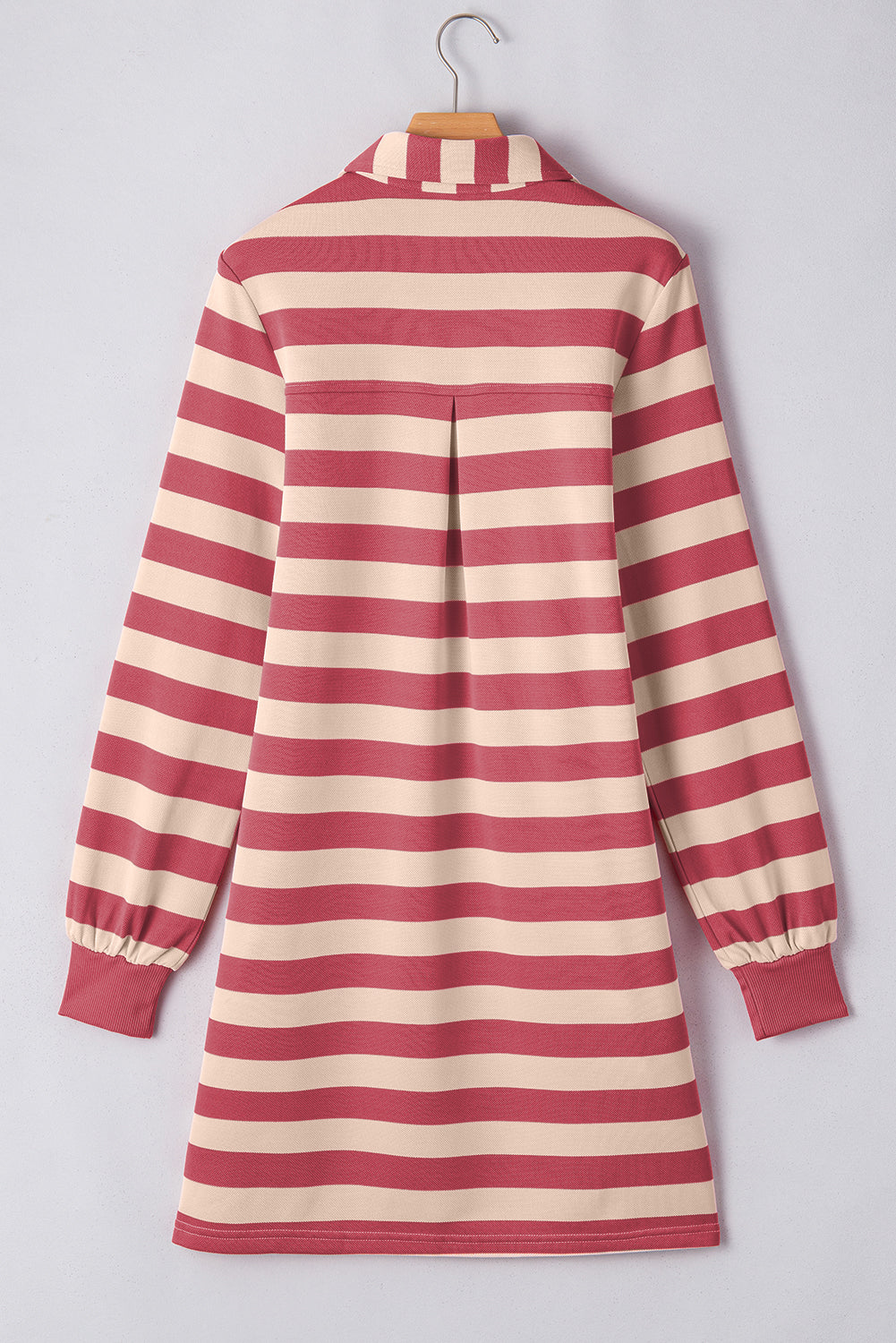 Aura Stylo - Contrast Striped Johnny Collar Long Sleeve Mini Dress