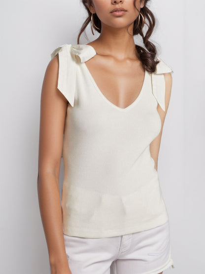 Fashionable V-Neck Tie Shoulder Tank