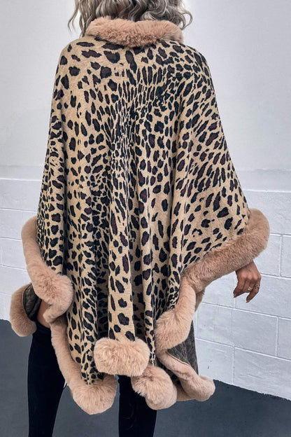 Aura Stylo - Leopard Open Front Poncho