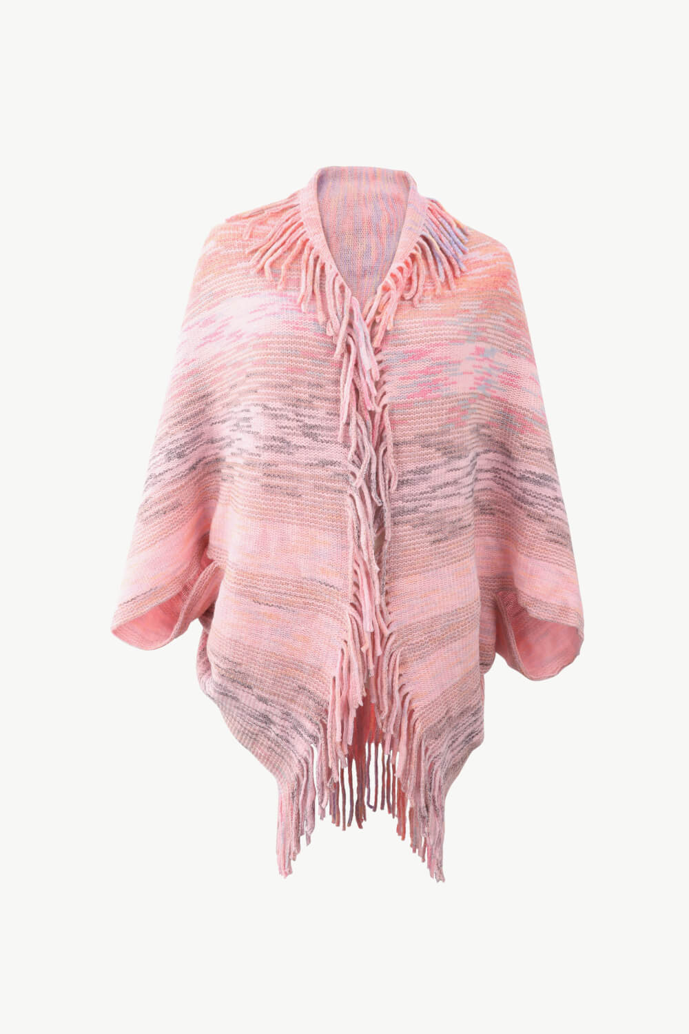 Aura Stylo - Multicolored Fringe Trim Poncho