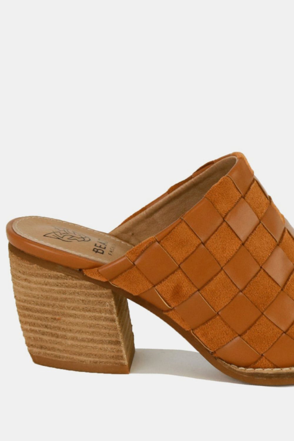 Aura Stylo - Beast Fashion Woven Checkerboard Block Heel Mule Shoes